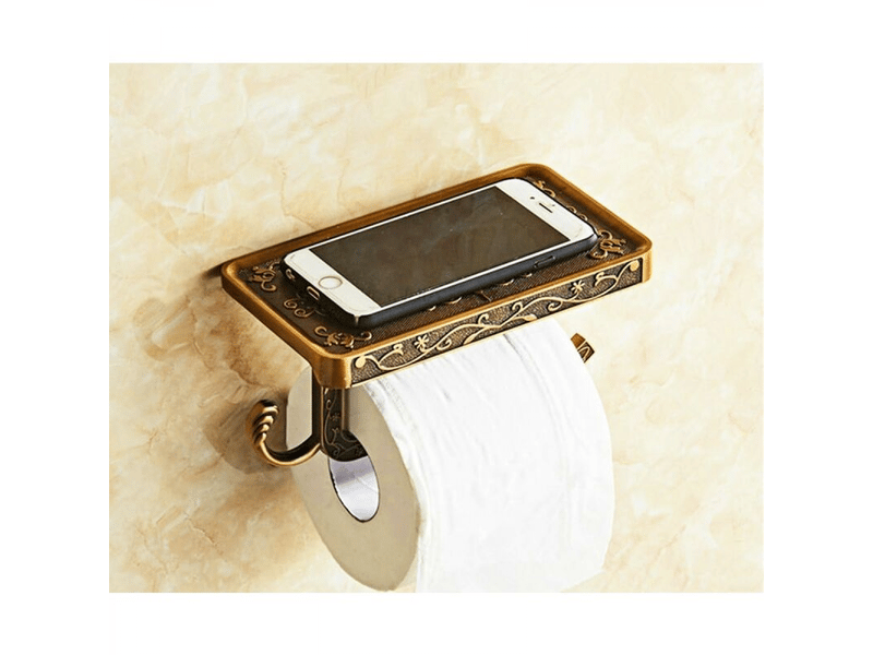  Porte-papier toilette mural 2 en 1 style vintage, bronze antique  - Conforama C