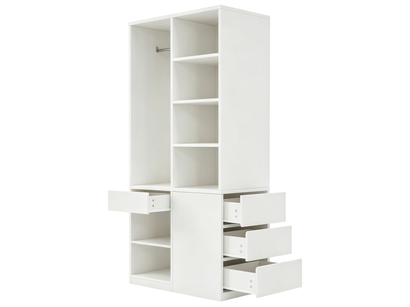  Armoire 70×50×170 cm - avec 4 tiroirs - avec étagères à plusieurs niveaux - blanc  - Conforama A