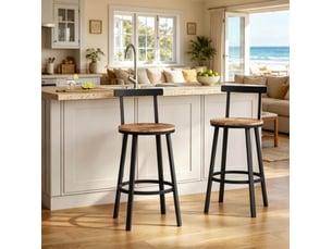 Tabouret de bar avec dossier 65 cm métal et mdf bois desmiu lot de 2
