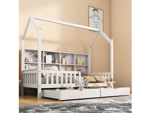 Lit cabane 90x200 cm <strong></strong>  <strong></strong> coloris blanc