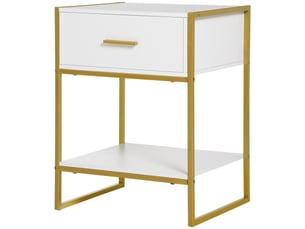 Table de chevet avec tiroir et étagère de rangement pour chambre, salon, bureau, style moderne, 45 x 40 x 60 cm, blanche
