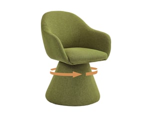 Chaise de salle à manger pivotante 360° design cocon – goeurvant, tissu effet lin, rembourré, vert mousse