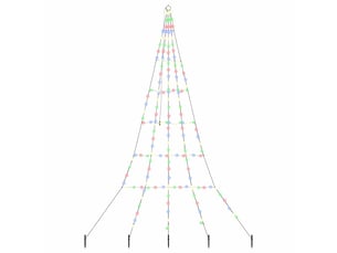 Arbre de noël, sapin de noël led avec piquets au sol multicolore 306 cm métal