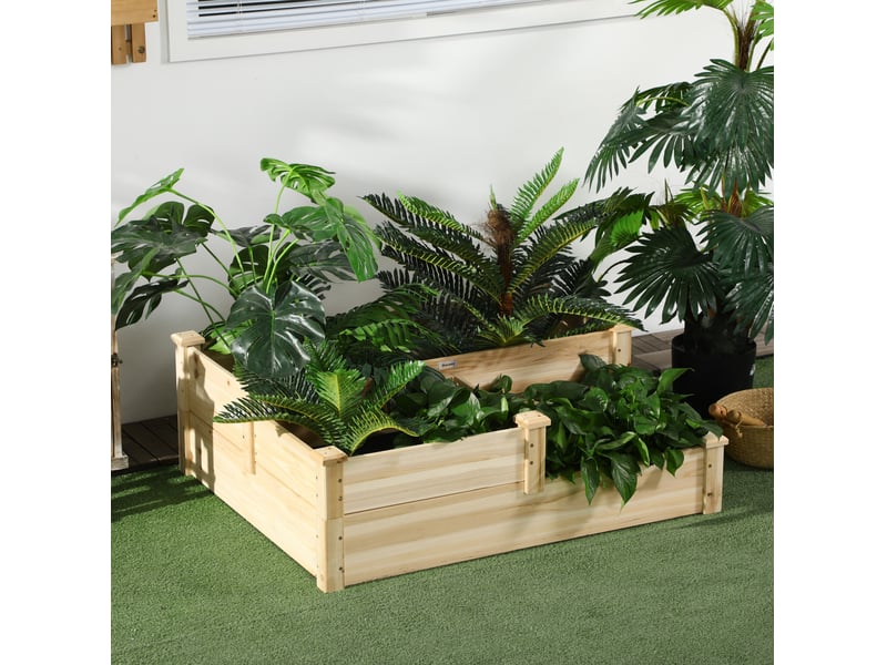  Jardinière enfente à 3 niveaux 108x88x36 cm – bois naturel – culture séparée, fond ouvert et drainage  - Conforama B