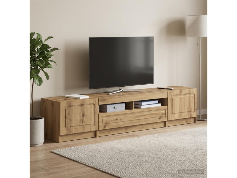 Meuble tv - banc tv - meuble de rangement led utrecht 3 pcs chêne artisanal bois d'ingénierie - Conforama C