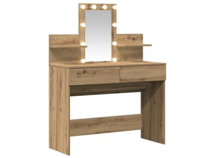Coiffeuse 0 tiroir(s) Miroir Led avec 0 tabouret(s) inclu(s)  <strong></strong> <strong></strong>  coloris bois clair