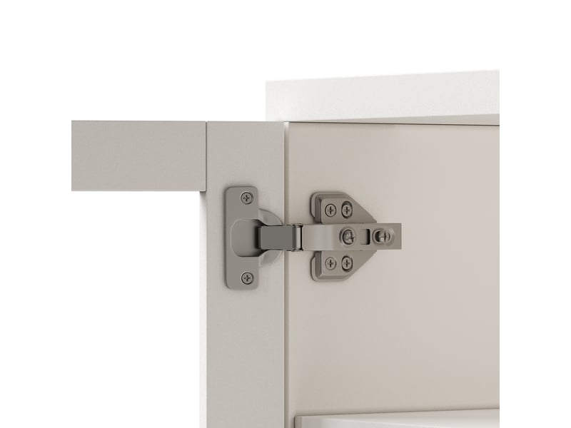 Buffet de cuisine haut 140x180 cm, 4 tiroirs, portes vitrées, mdf blanc, rangement cuisine moderne - Conforama R