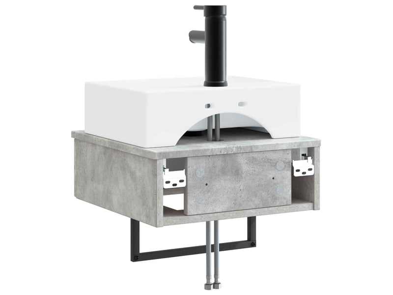  Basin de lavage mural, lavabo gris béton 40x41x39 cm  - Conforama E
