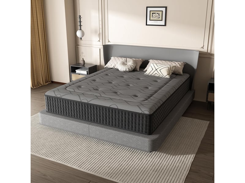  Ensemble 160x200cm matelas à ressorts+ lit sommier tapissier déco, epaisseur du matelas 30cm  - Conforama B