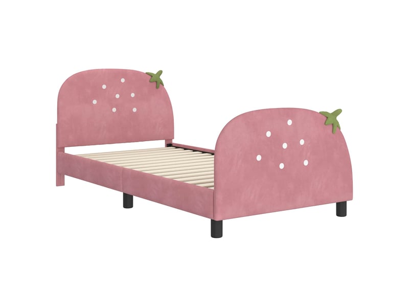  Cadre de lit pour enfants - lit jeune avec tête de lit rose 90 x 190 cm  - Conforama D