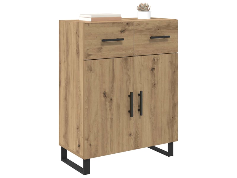  Buffet - bahut - meuble de rangement chêne artisanal 69,5 x 34 x 90 cm bois d'ingénierie  - Conforama C