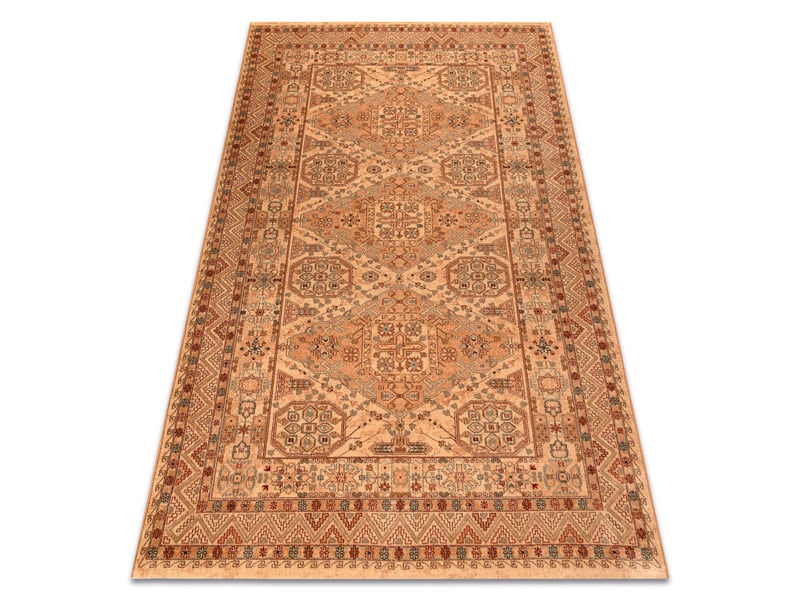 Tapis en laine kashqai 4308 100 oriental, ornement, cadre couleur saumon bordeaux 200x300 cm - Conforama A
