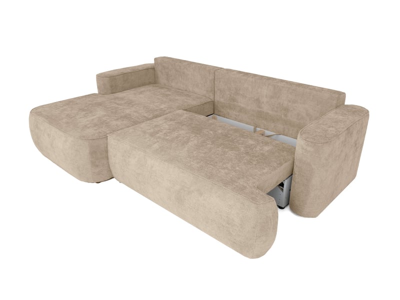  Canapé d'angle gauche cassis avec coffre de rangement en tissu chenille - beige CASSIS - Conforama D