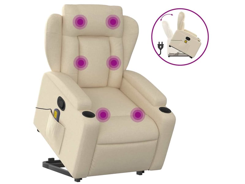  Fauteuil inclinable de massage, fauteuil relax crème tissu shl62057  - Conforama A