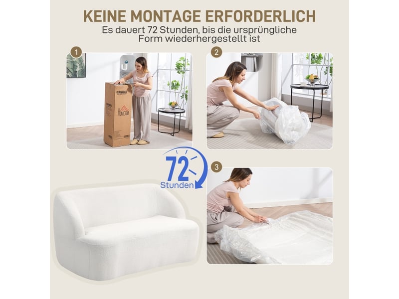  Canapé 2 places, canapé de salon, crème, pour salon, pour chambre, en tissu polaire  - Conforama D