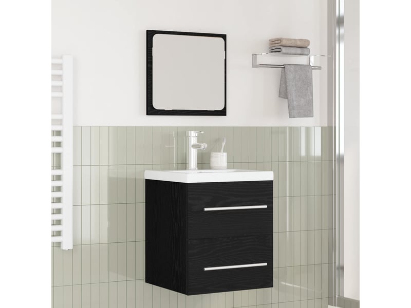 Ensemble de mobilier de salle de bain 2 pièces chêne noir cf64216 - Conforama B