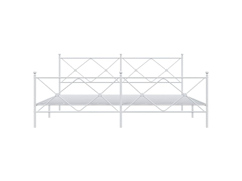  Lit adulte, lit double, cadre de lit métal sans matelas et pied de lit blanc 200x200cm cf9751  - Conforama D