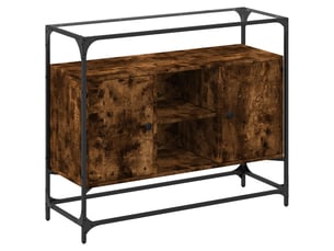 Buffet - bahut - meuble de rangement avec dessus en verre chêne fumé bois d'ingénierie
