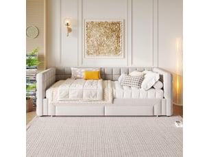 Lit banquette 90x200 cm KORFEE coloris beige