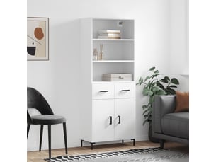 Buffet haut - bahut - meuble de rangement blanc 69,5x34x180 cm bois d'ingénierie