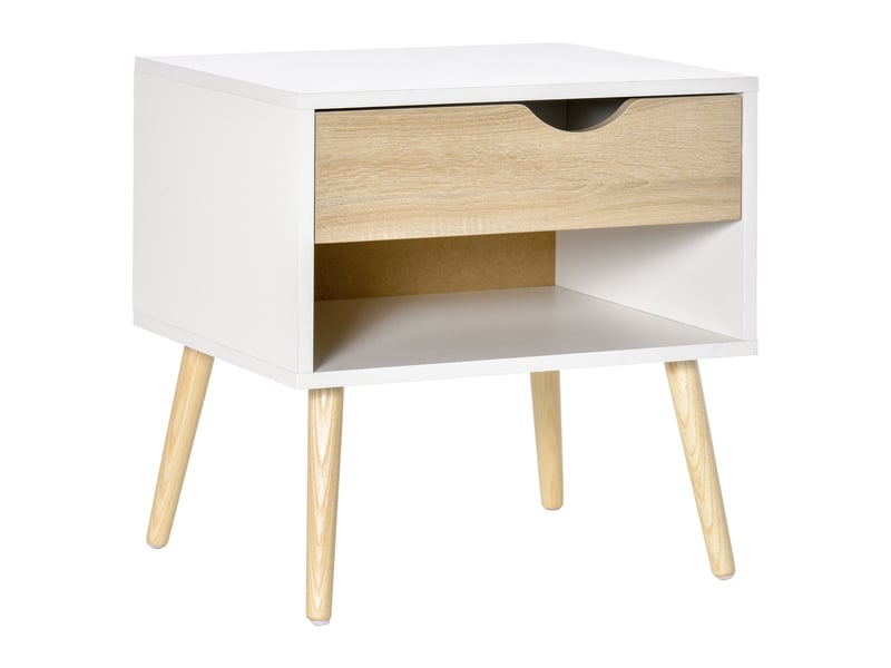  Table de chevet compacte 50 x 39 x 51 cm avec tiroir et niche scandinave minimaliste en panneau de particules blanc 21_0001465  - Conforama A