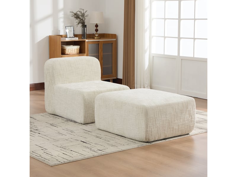 Canapé modulable, canapé de salon, beige, mousse haute résilience 30d, base antidérapante, format compressé, facile à déplacer - Conforama A