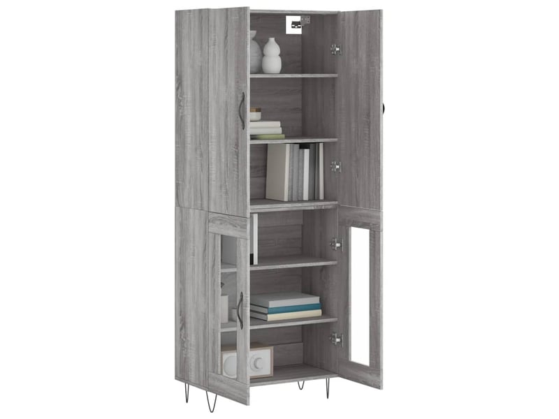  Buffet haut - bahut - meuble de rangement sonoma gris 69,5x34x180 cm bois d'ingénierie  - Conforama C