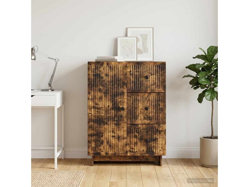  Buffet - bahut - meuble de rangement chêne fumé 66 x 34,5 x 90 cm bois d'ingénierie  - Conforama D