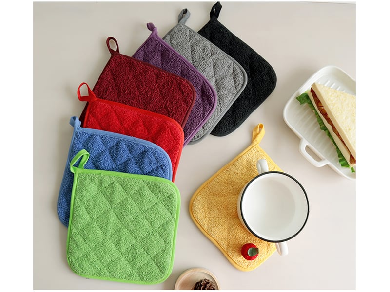 Lot de 5 maniques de cuisine résistantes à la chaleur - dessous de plat pour four -maniques en tissu éponge - pour la cuisson et la pâtisserie(bleu) - Conforama E