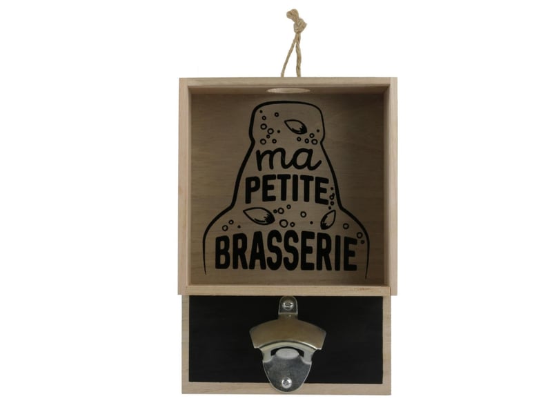  Décapsuleur mural &amp; bac brasserie 26cm naturel  - Conforama B