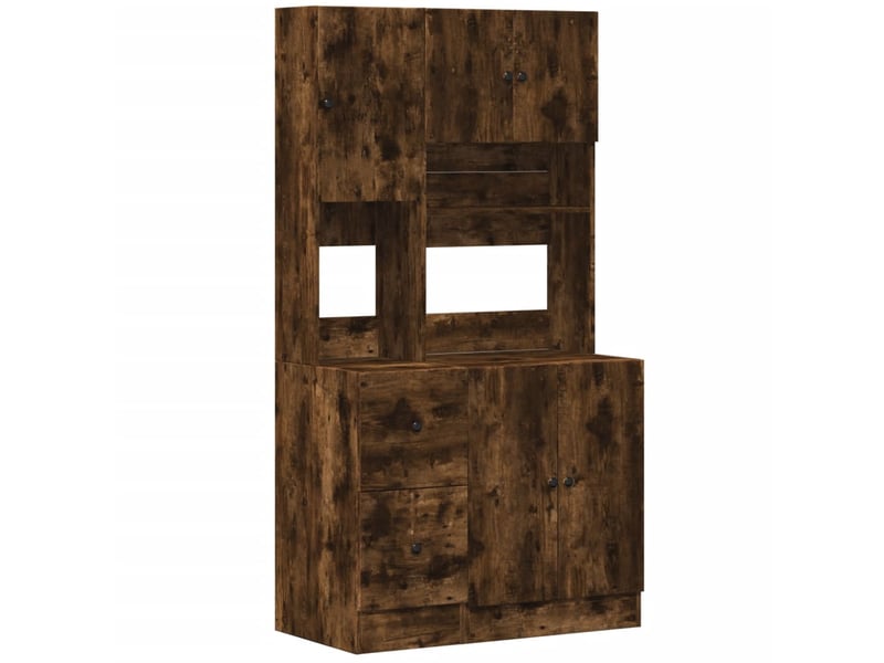 Armoires de cuisine en bois d'ingénierie 95 x 50 x 180 cm avec grands espaces de rangement style moderne en chêne fumé 02_0055529  - Conforama A