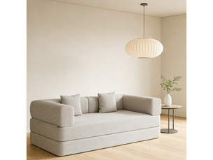 Canapé convertible tcqpz 200 x 100 x 70 cm en velours côtelé blanc cassé 2 places