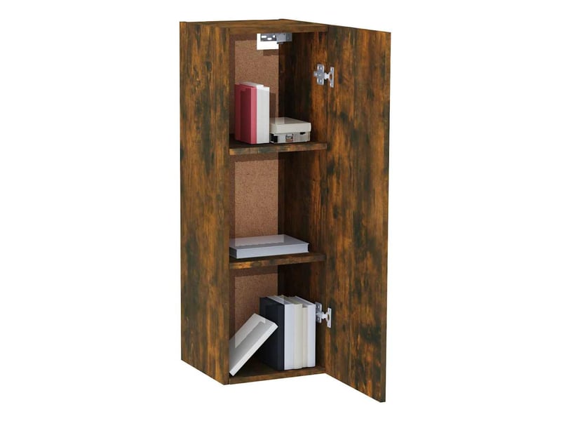  Lot de 2 meuble tv bas salon chêne fumé 30,5x30x90 cm bois d'ingénierie  - Conforama E