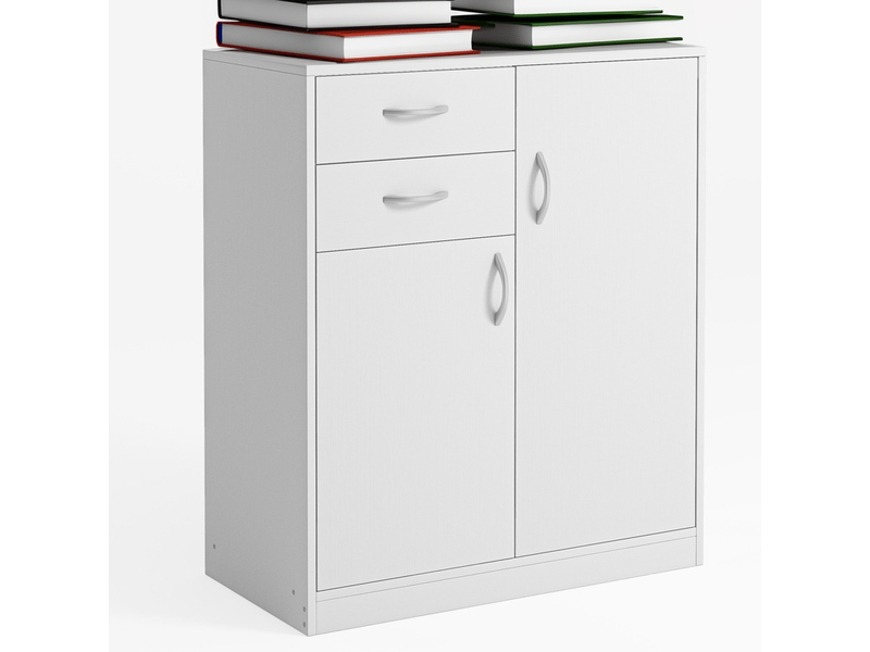 Commode moderne avec tiroirs et étagères, style loft, blanche, armoire, meuble de rangement, 74 cm  - Conforama A