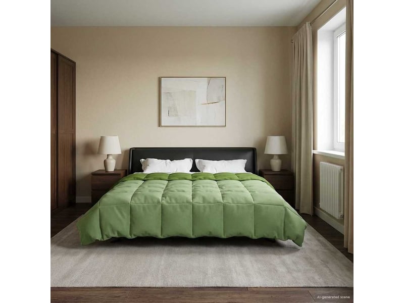  Couette - duvet d'été 220 x 260 cm été microfibre (100% polyester) vert  - Conforama D