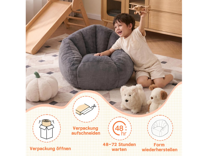  Fauteuil poire enfant 75x70x52 cm forme ergonomique gris clair  - Conforama D