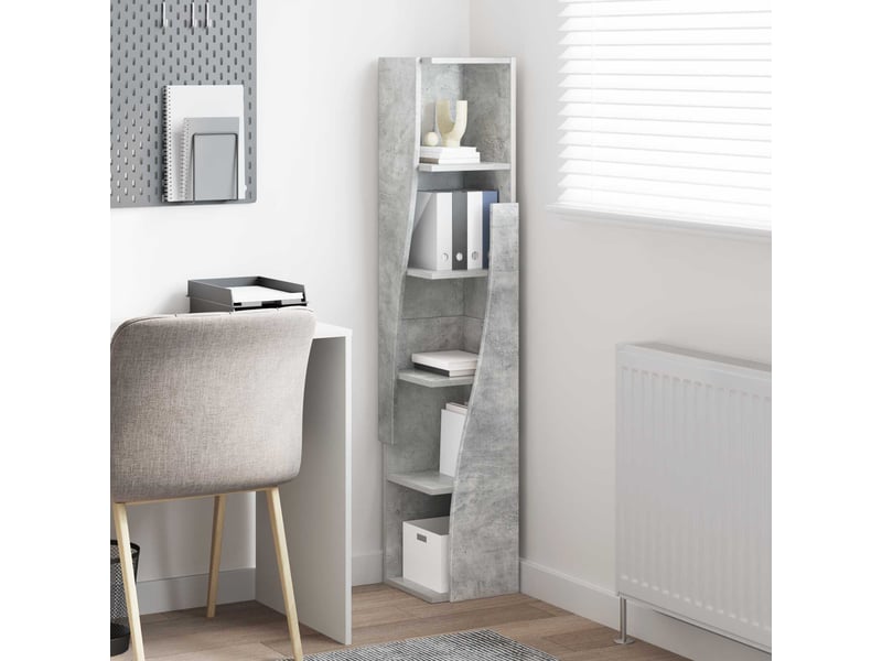  Meuble d'angle, meuble de rangement salon 27,5x27x140cm bois d'ingénierie gris béton  - Conforama D