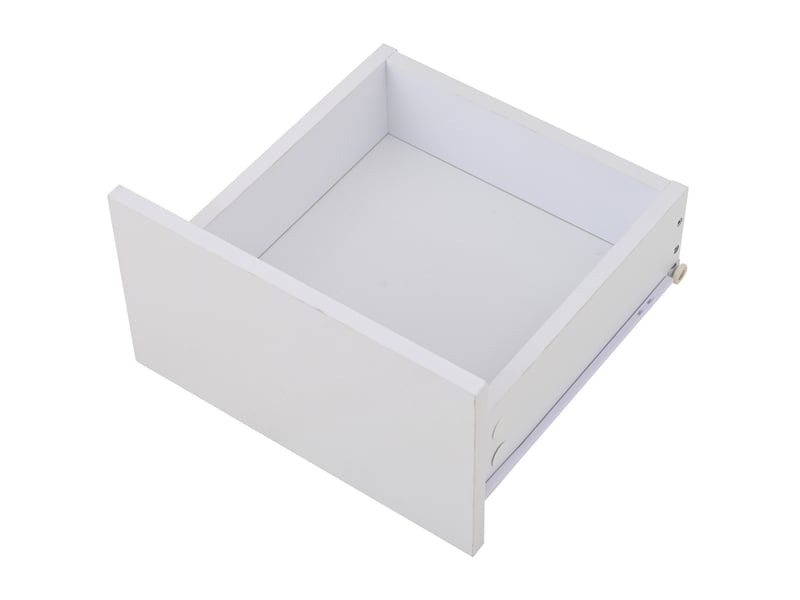  Table basse 70x70x40 cm led 4 tiroirs panneau de particules blanc  - Conforama D