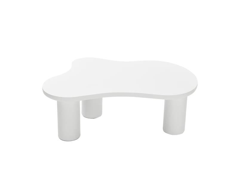  Table basse nuage irrégulière 107 x 66 x 40,5 cm en mdf et pvc blanche  - Conforama E
