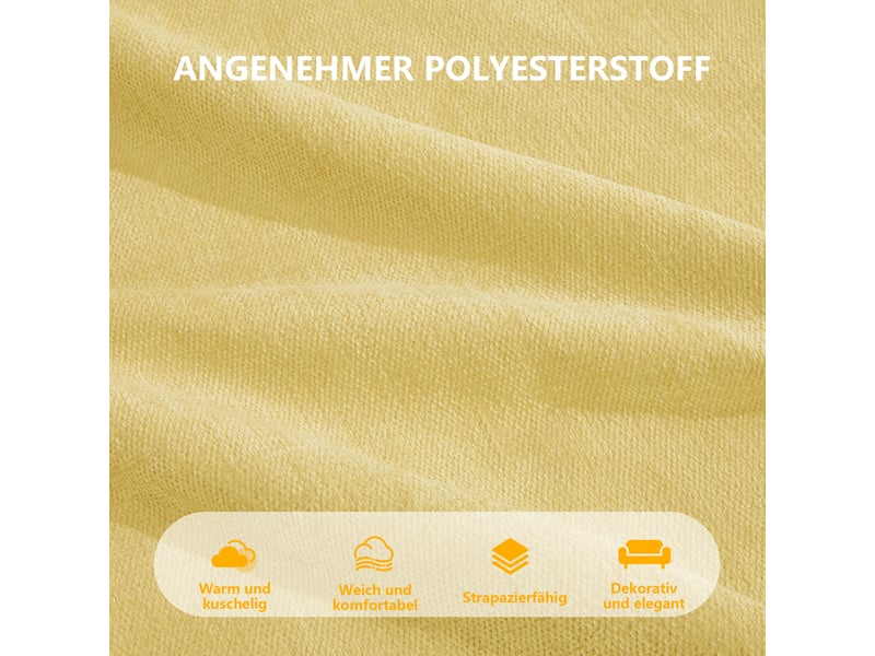 Canapé d'angle modulable 4 places en polyester, forme u avec 2 poufs, jaune - Conforama E
