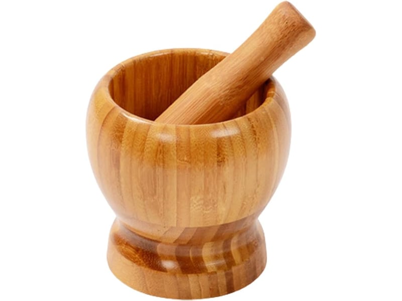  Mortier et pilon en bois naturel, ustensiles de cuisine pour épicer le gingembre, les herbes, les graines d'ail, 1 pièce  - Conforama B