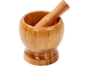 Mortier et pilon en bois naturel, ustensiles de cuisine pour épicer le gingembre, les herbes, les graines d'ail, 1 pièce