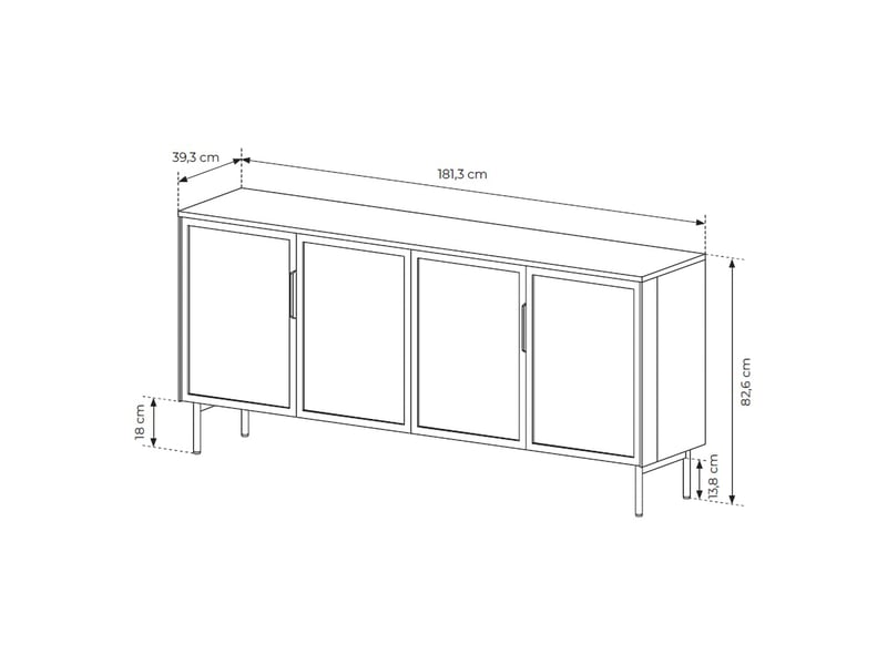  Buffet hapa, armoire 2 étagères, 181x39x83h cm noyer marron Hapa - Conforama D