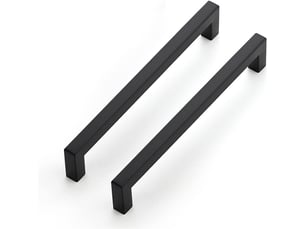 Lot 10 poignées de meuble noires, 192 mm, acier inoxydable. Pour armoires et tiroirs de cuisine. Design moderne, robustes et durables.