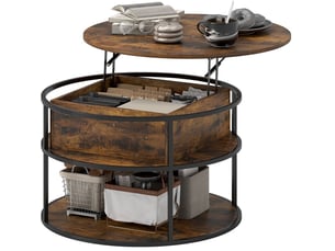 Table basse rond(e) coloris marron ULQENI - 80 cmx80 cm