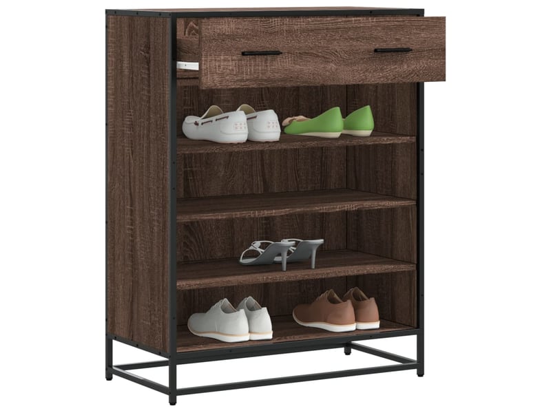  Meuble à chaussures, armoire à chaussures chêne marron bois d'ingénierie et métal shl359  - Conforama B