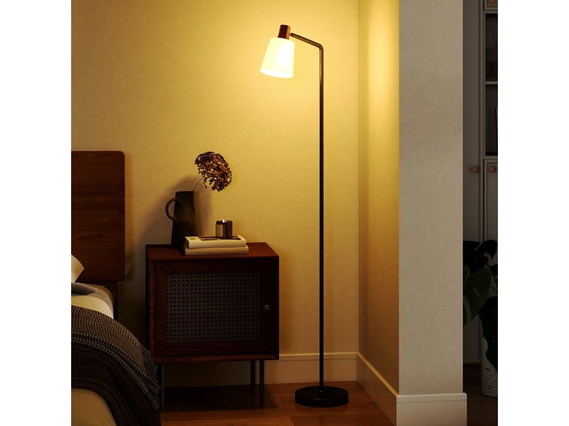  Lampadaire led,45x21x148 cm,meulva,abat-jour orientable à 350°,plastique,noir  - Conforama B