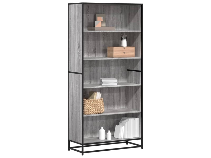  Bibliothèque, meuble de rangement salon sonoma gris 80,5x35x170,5 cm bois d'ingénierie  - Conforama B