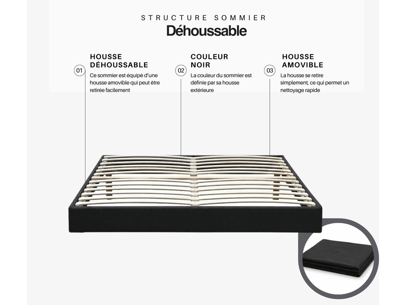 Ensemble sommier tapissier et matelas 160x200 cm - couleur : noir - matelas latex accueil moelleux gregnoir-marie-160x200-noir - Conforama E