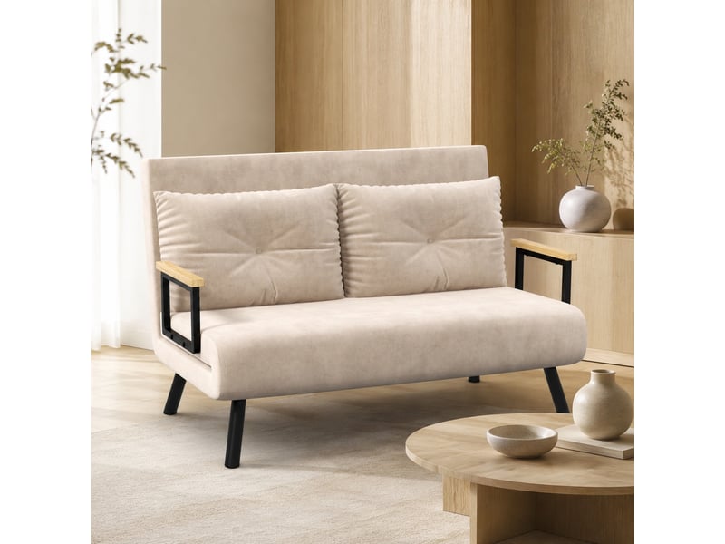  Fauteuil relax convertible 102x73x81 cm dossier réglable beige  - Conforama C
